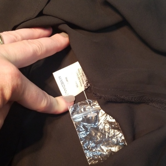 Tea n Rose 3/4 Sleeve Black V Neck Tunic Dress Med - Picture 3 of 6